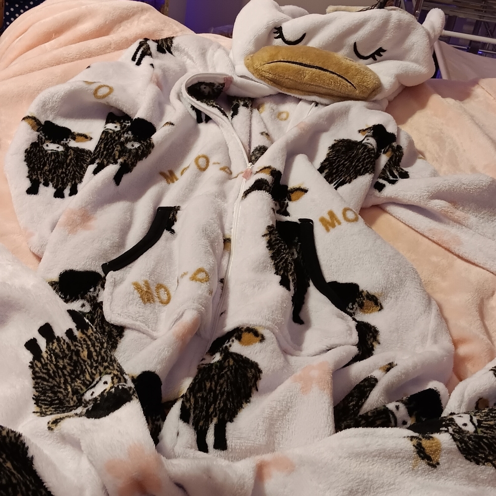 Holiday Time Pink and White Hooded Blanket